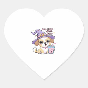 Paw-sitive Vibes Only Cute Dog With Bubble Tea Hal Heart Sticker