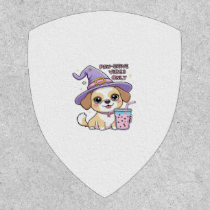 Paw-sitive Vibes Only Cute Dog With Bubble Tea Hal Patch