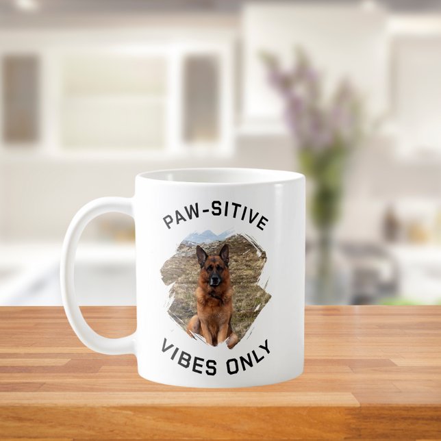 Paw-sitive vibes only dog photo coffee mug (Creator Uploaded)