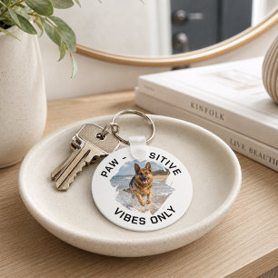 Paw-sitive vibes only dog photo keychain