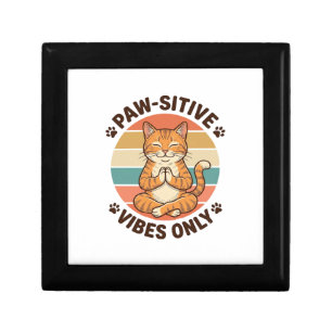 Paw-Sitive Vibes Only Meditating Cat Retro Design_ Gift Box