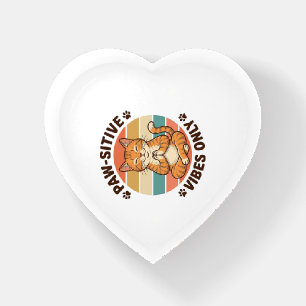 Paw-Sitive Vibes Only Meditating Cat Retro Design_ Paperweight