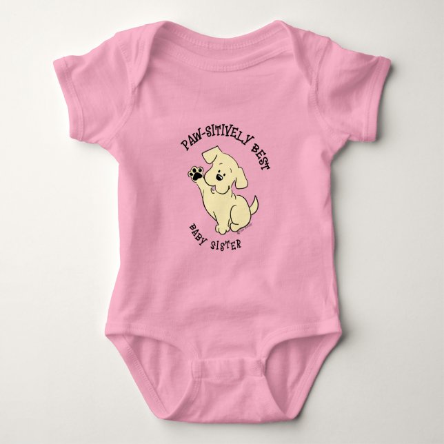 Paw-sitively Best Baby Sister Matching Sibling Baby Bodysuit (Front)