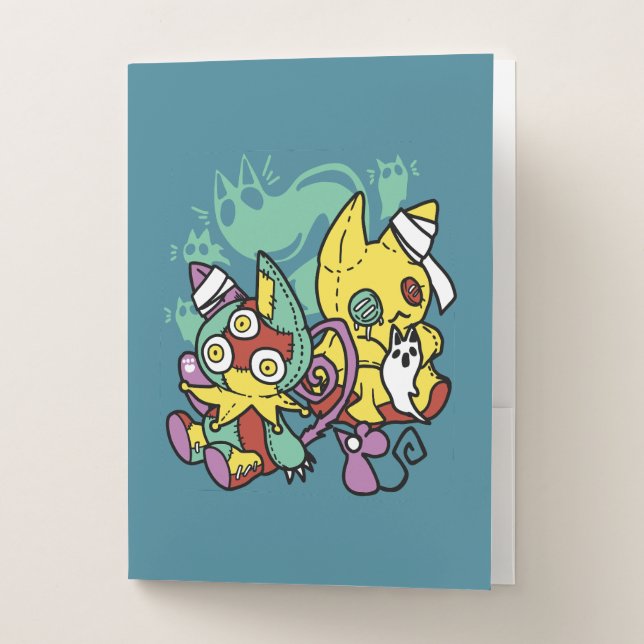 Paw-sitively Frightful | Monstrous Cats Halloween  Pocket Folder (Front)