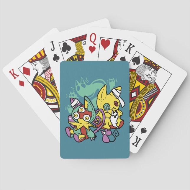 Paw-sitively Frightful | Monstrous Cats Halloween  Poker Cards (Back)