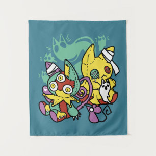 Paw-sitively Frightful Monstrous Cats Halloween Tapestry