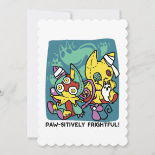 Paw-sitively Frightful   Monstrous Cats Halloween  Thank You Card