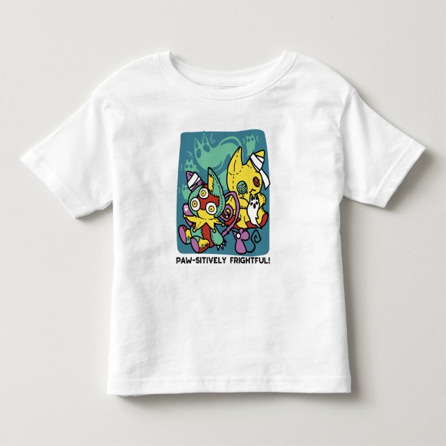 Paw-sitively Frightful | Monstrous Cats Halloween  Toddler T-shirt (Front)