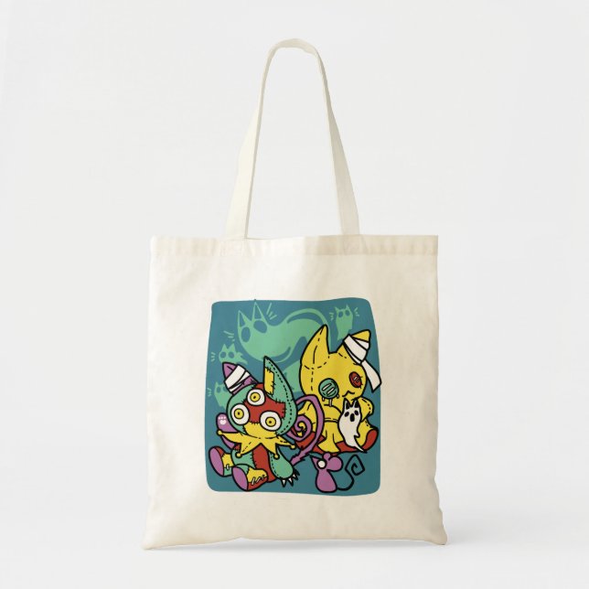 Paw-sitively Frightful | Monstrous Cats Halloween  Tote Bag (Front)