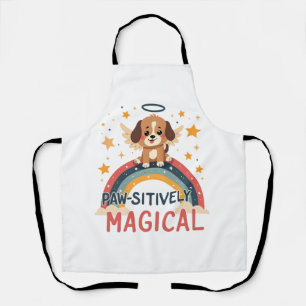Paw-sitively Magical Puppy Vintage Rainbow Angel D Apron