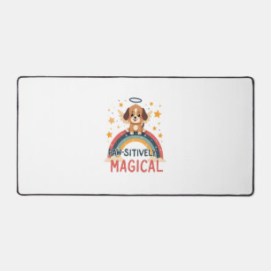 Paw-sitively Magical Puppy Vintage Rainbow Angel D Desk Mat