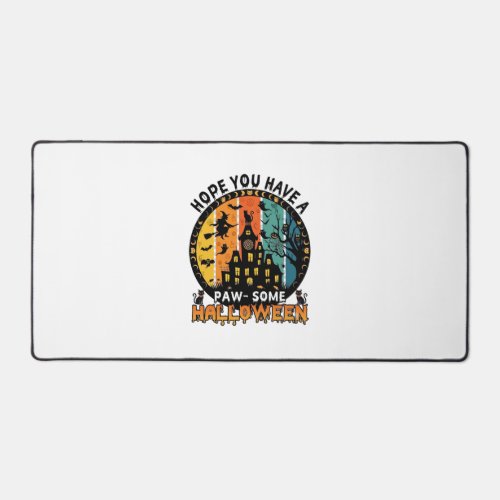 Paw Some Halloween Haunted House Witch Black Cats_ Desk Mat