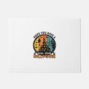 Paw Some Halloween Haunted House Witch Black Cats_ Doormat