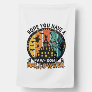 Paw Some Halloween Haunted House Witch Black Cats_ Flag