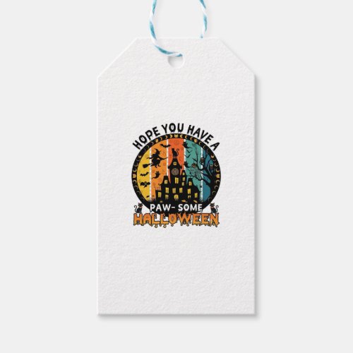 Paw Some Halloween Haunted House Witch Black Cats_ Gift Tags