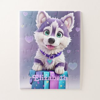 Paw-some Presents Husky Puppy Celebrates