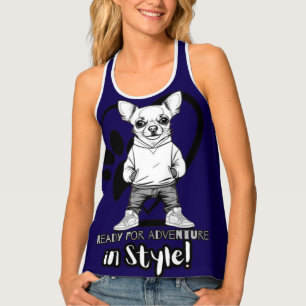 Paw-some Style: Chic Chihuahua in Jeans Tank Top