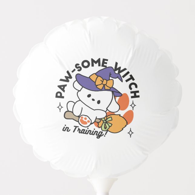 Paw-some Witch in Training – Cute Halloween Dog  Balloon (Front)