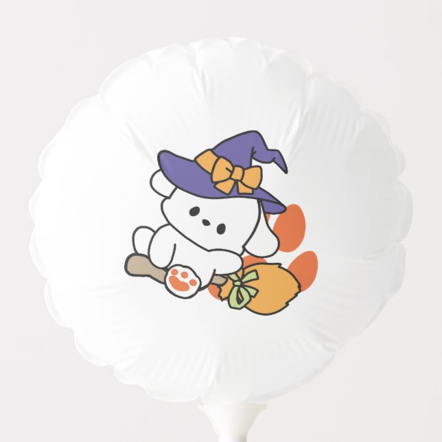 Paw-some Witch in Training – Cute Halloween Dog  Balloon (Front)