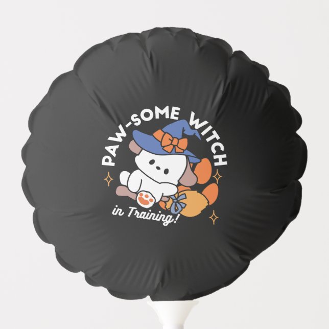 Paw-some Witch in Training – Cute Halloween Dog  Balloon (Front)