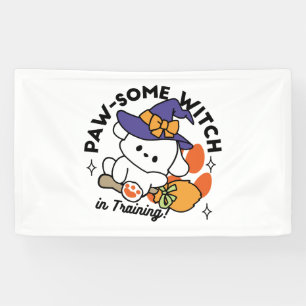 Paw-some Witch in Training – Cute Halloween Dog Banner