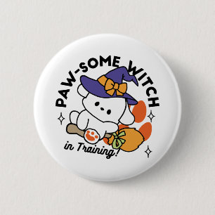 Paw-some Witch in Training – Cute Halloween Dog  Button