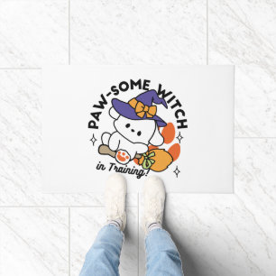 Paw-some Witch in Training – Cute Halloween Dog Doormat