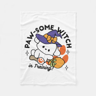 Paw-some Witch in Training – Cute Halloween Dog Fleece Blanket