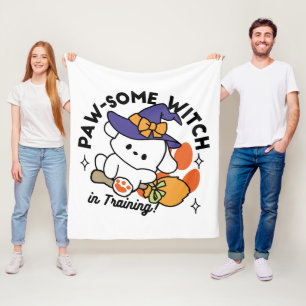 Paw-some Witch in Training – Cute Halloween Dog Fleece Blanket