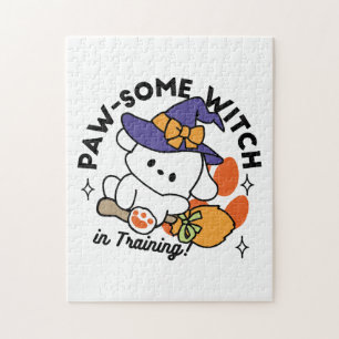 Paw-some Witch in Training – Cute Halloween Dog Jigsaw Puzzle