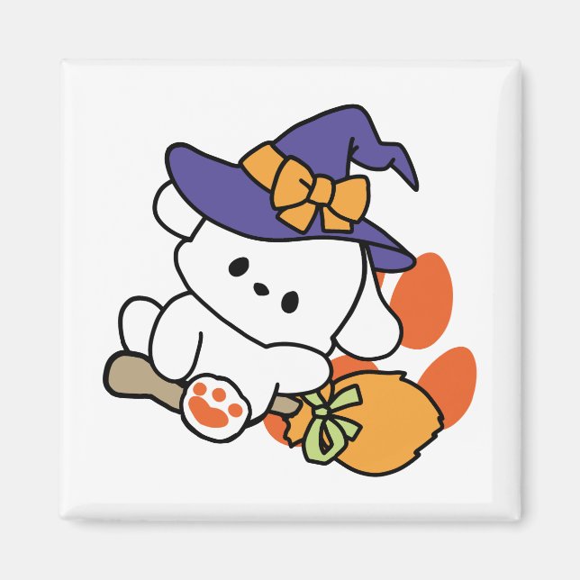 Paw-some Witch in Training – Cute Halloween Dog  Magnet (Front)