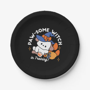 Paw-some Witch in Training – Cute Halloween Dog Paper Plates