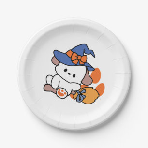 Paw-some Witch in Training – Cute Halloween Dog Paper Plates