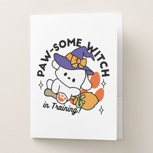 Paw-some Witch in Training – Cute Halloween Dog  Pocket Folder (Front)