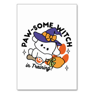Paw-some Witch in Training – Cute Halloween Dog Table Number