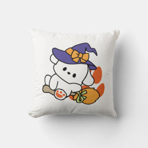 Paw-some Witch in Training – Cute Halloween Dog Throw Pillow