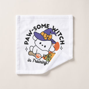 Paw-some Witch in Training – Cute Halloween Dog Wash Cloth