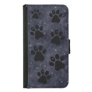 Paw Stars Moon Blue Watercolor Samsung Galaxy S5 Wallet Case