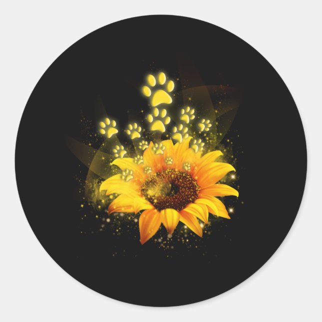 Paw Sunflower Shirt You Are My World Paws Pet Classic Round Sticker (Front)