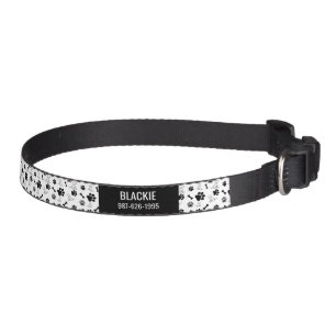 Paw Theme Dog Collar with Name Number Custom