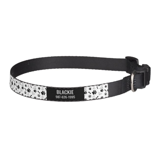 Paw Theme Dog Collar with Name Number Custom (Right)