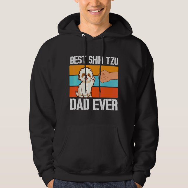 Paw To Hand Best Shih Tzu Dog Dad Ever Happy Fathe Hoodie (Front)
