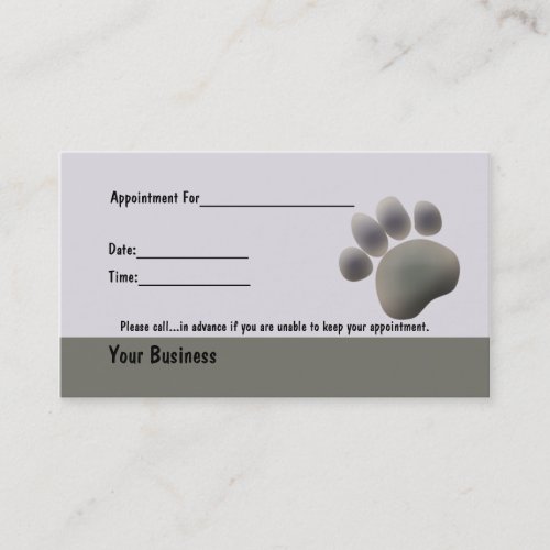 Paw Tracks Veterinarian Business Apointment Card Business Card