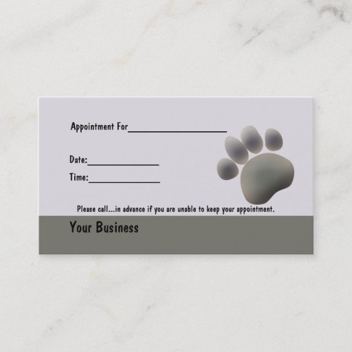 Customizable Paw Tracks Veterinarian Business Apointment Card Business Card