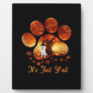 Paw Tree It’s Fall Y’all White Dog Plaque