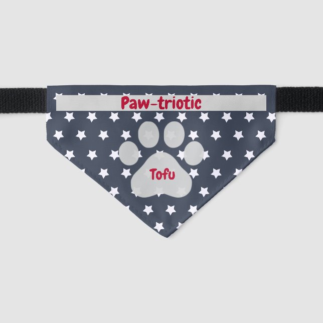 Paw-triotic Custom Cute Cat Bandana Pet Bandana Collar (Front)
