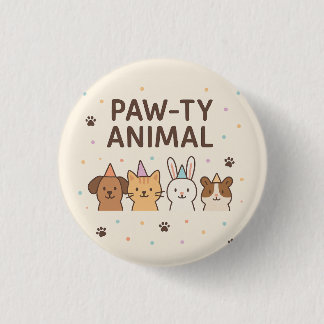Paw-ty Animal- Cute Pet Birthday Party Button