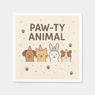 Paw-ty Animal- Cute Pet Birthday Party Napkins