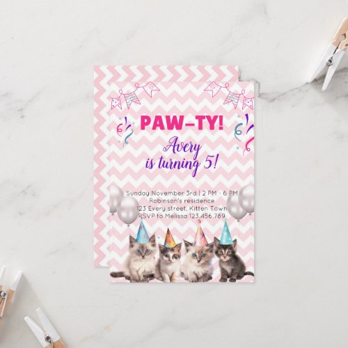 Paw_ty Kittens Kids Birthday Party invitations