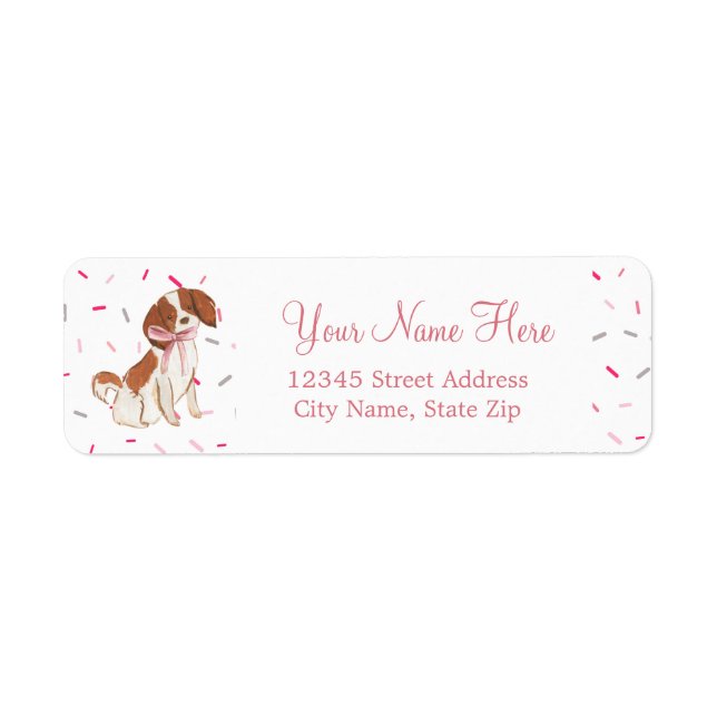 Paw-ty Pink Dog Girl Birthday Party Label (Front)